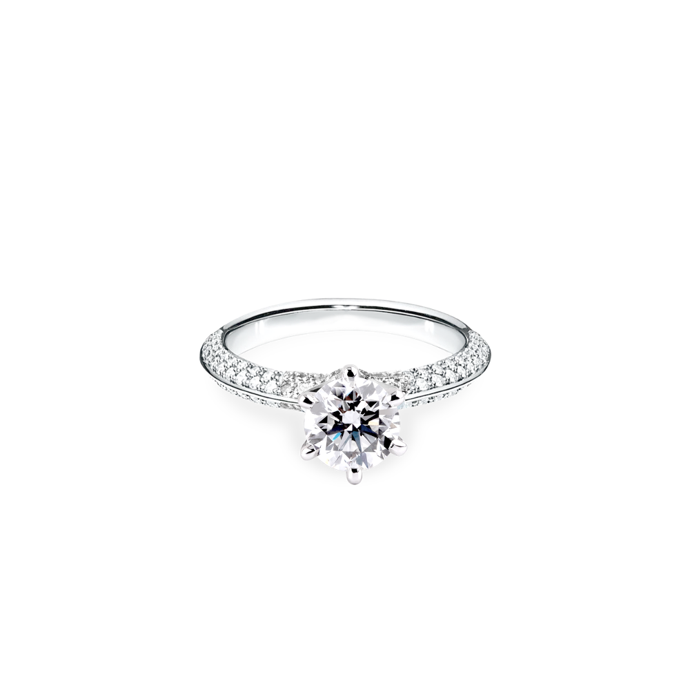 Classic Pavé Solitaire Diamond Ring